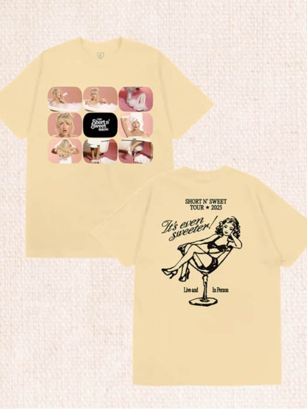 Short N' Sweet Tour 2025 Graphic Tee - Pale Yellow